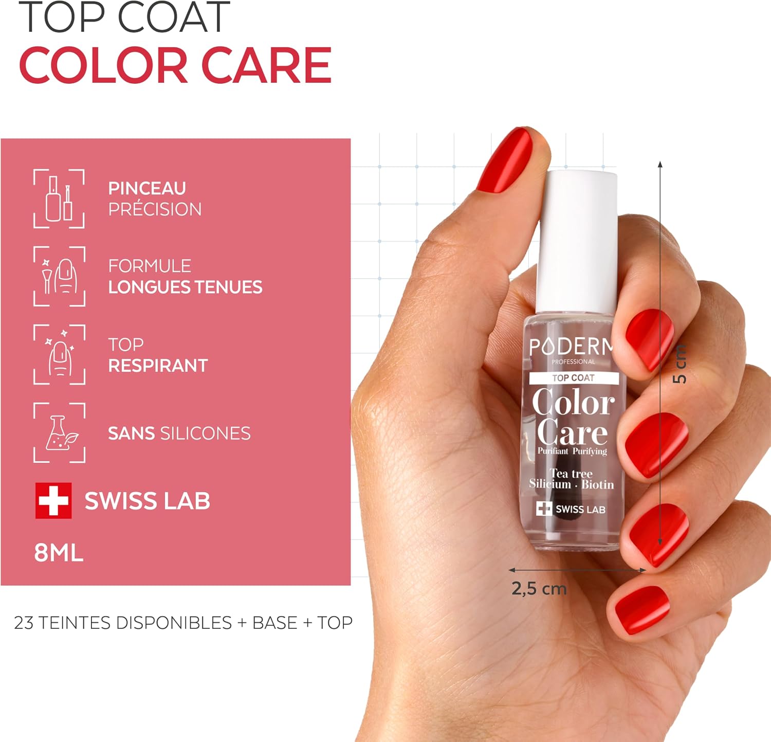 Thumbnail 4 de PODERM Tea Tree Top Coat nagellak, 8 ml met glanzende afwerking