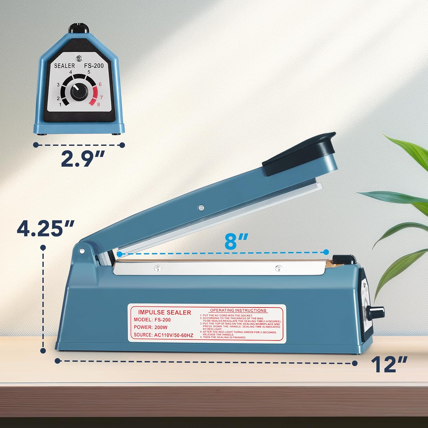 Thumbnail 1 de METRONIC Impulse Heat Sealer 8 Inch — Manual Bags Sealer for Plastic Bags