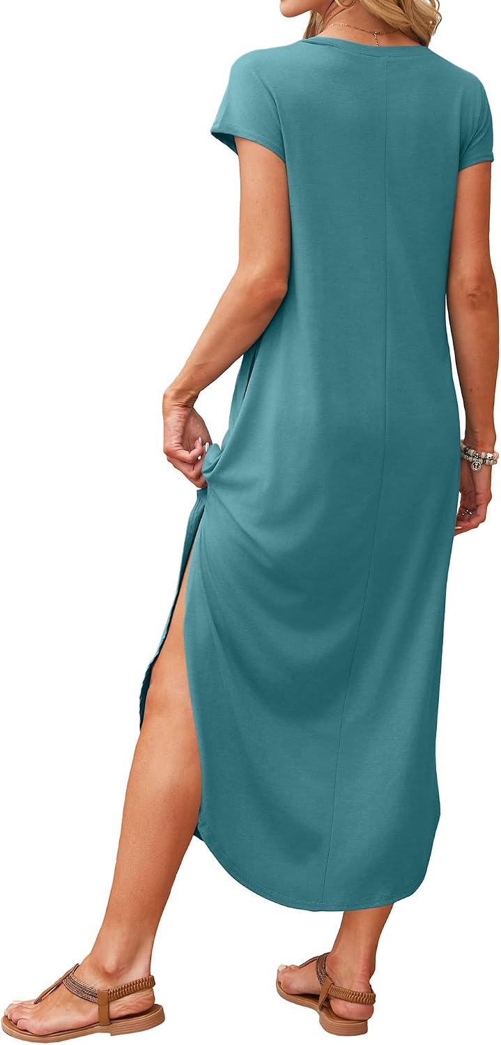 Thumbnail 3 de RUMIA Summer Maxi Dress for Women with Pockets – Cap Sleeve T-Shirt Style Sundress