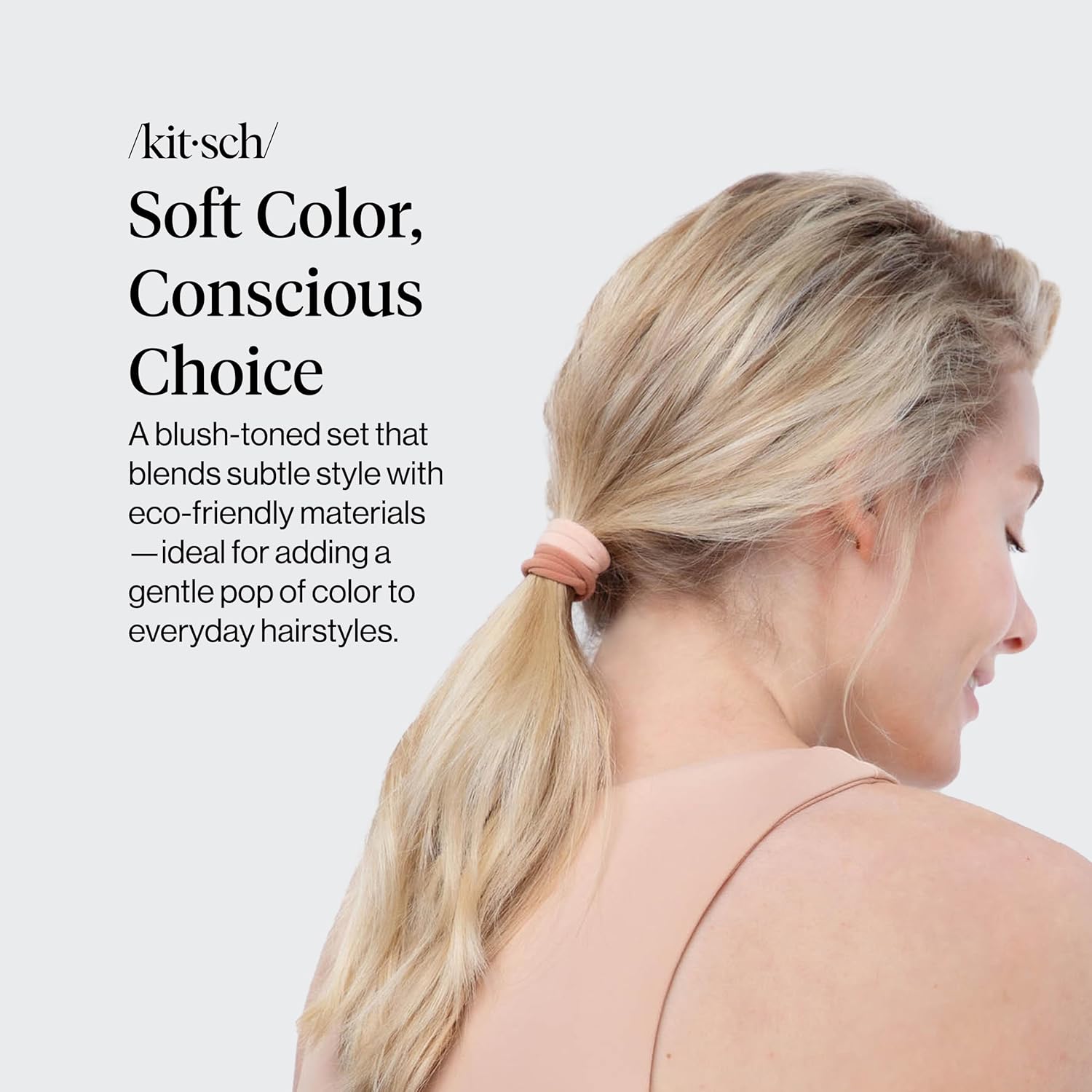Detalle de Kitsch Lot de 20 élastiques à cheveux résistants – nylon doux, sans accroc, rose poudré