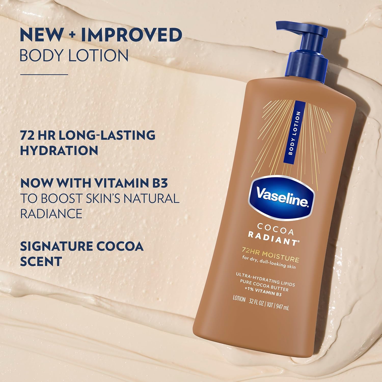 Thumbnail 6 de Vaseline Cocoa Radiant 10305210142555 Body Lotion, 32 oz with Cocoa Butter
