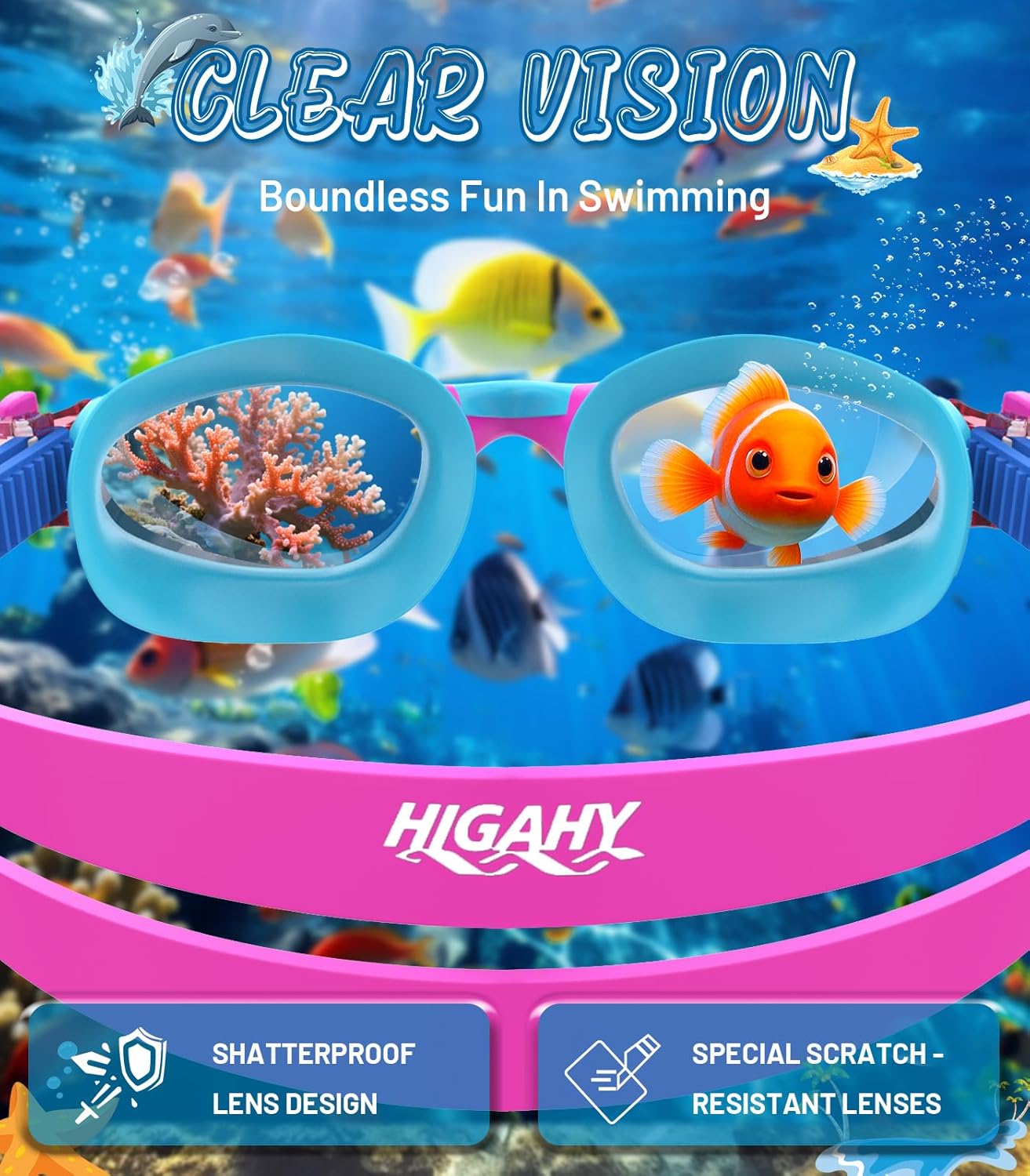 Thumbnail 2 de HIGAHY Kinder-Schwimmbrille mit UV-Schutz und Anti-Fog – für Jungen und Mädchen 6–14 Jahre