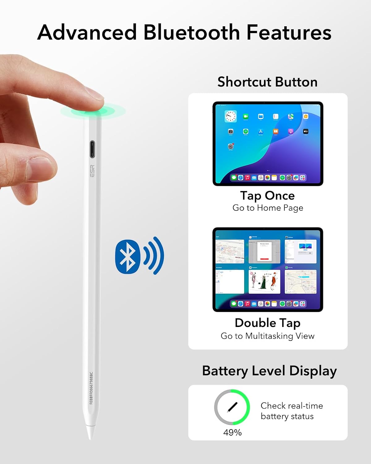 Detalle 2 de ESR Geo Digital iPad Pencil compatible with iPad, 2018–2025 ✏