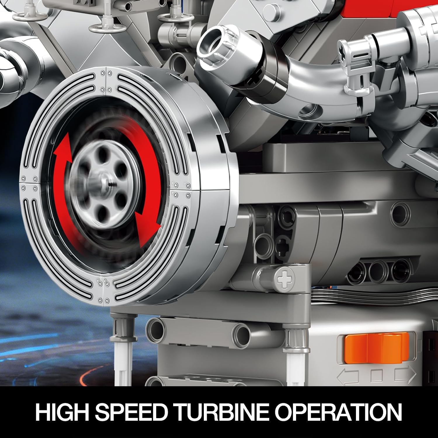 Detalle de Reobrix V8 Engine Model Kit for Adults — 1101 Pieces, Moving V8 Engine Mock-Up