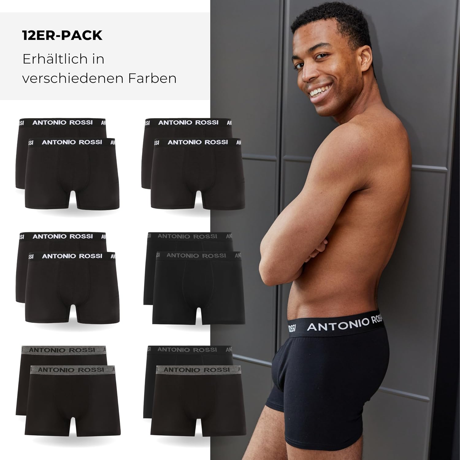 Thumbnail 3 de Antonio Rossi 12er-Pack Herren-Boxer-Hipster 12er 🩲