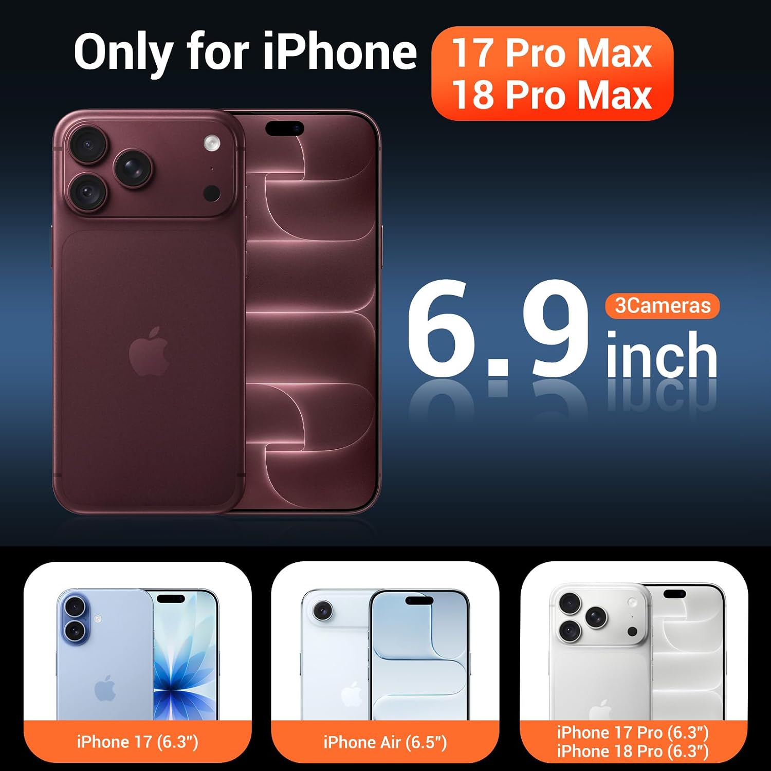 Detalle 2 de Temdan Clear iPhone 17 Pro Max Case with 9H Screen Protector, MagSafe-Compatible Magnetic Slim Case