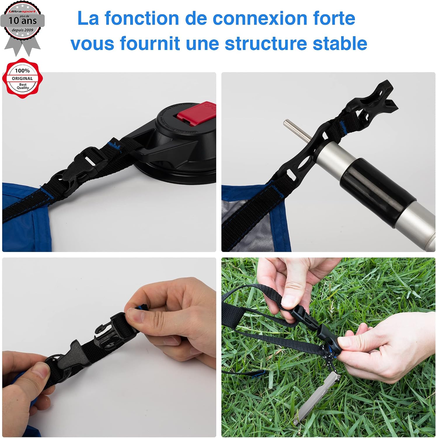 Detalle de Ultrasport Auvent de voiture – protection solaire et pluie pour voiture, fourgon et camping-car (bleu)