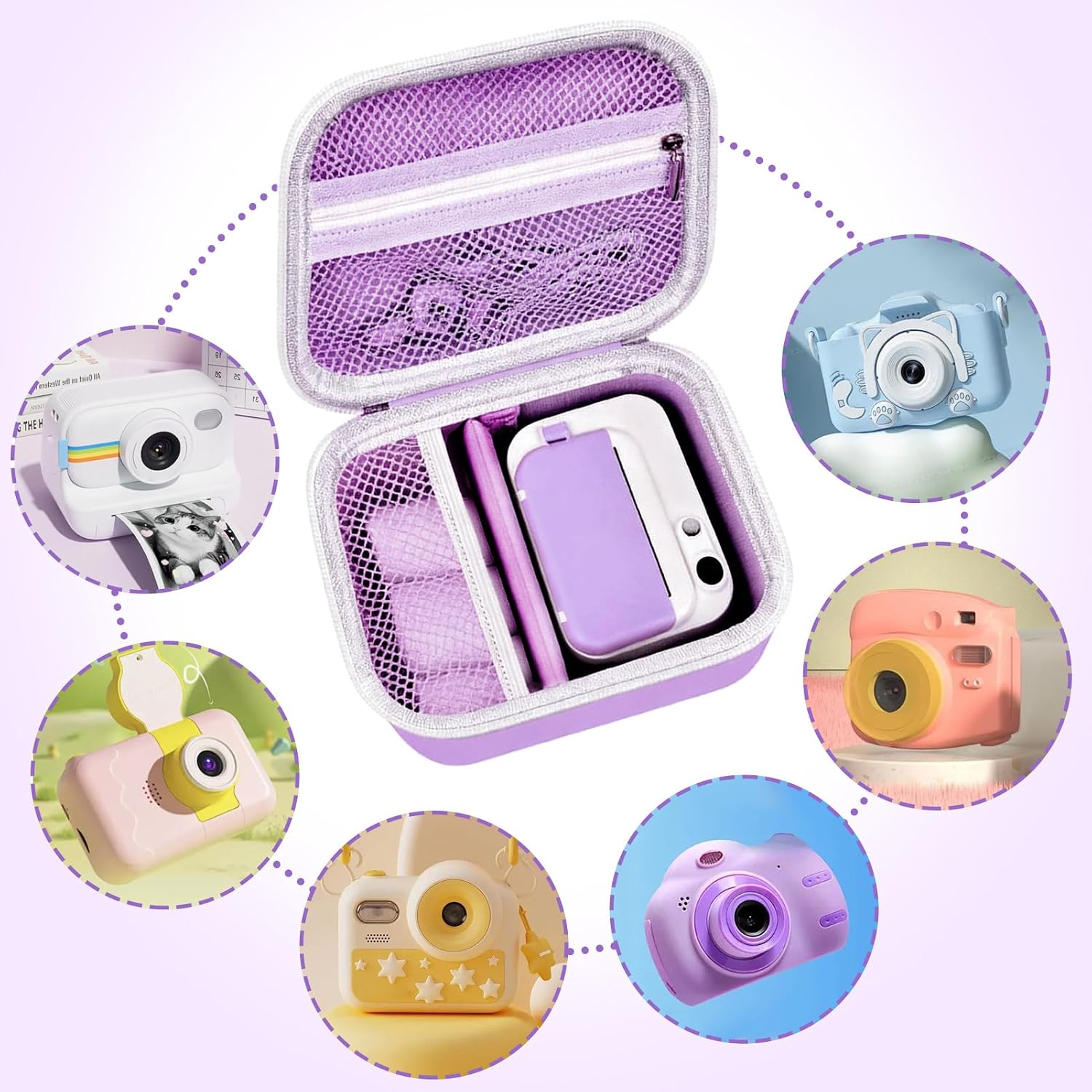 Thumbnail 3 de Kids Camera Case for Instant Print Cameras (Purple) – Fits ETIKEZ, Hangrui, HiMont and More