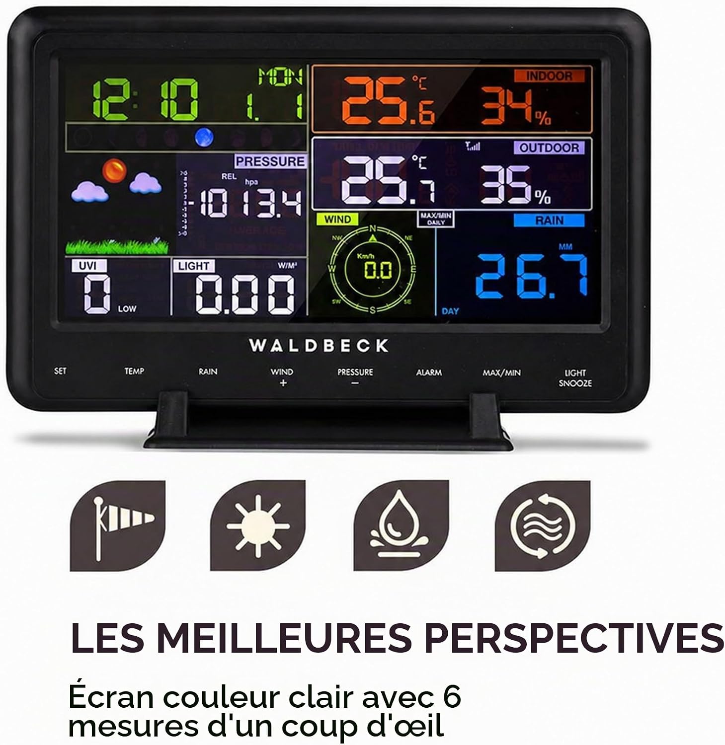 Detalle 2 de Waldbeck Huygens WTH3-Huygenss weerstation met wifi en kleurendisplay