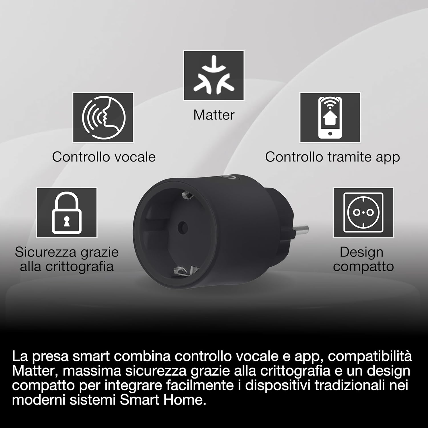 Thumbnail 2 de OSRAM Presa EU SMART+ Matter Plug: smart plug nera con monitoraggio consumi e controllo con Alexa, Google Home e Apple HomeKit