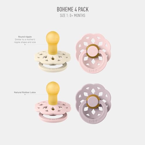 Detalle 2 de BIBS Boheme Schnuller 4er-Pack – 0–6 Monate 👶