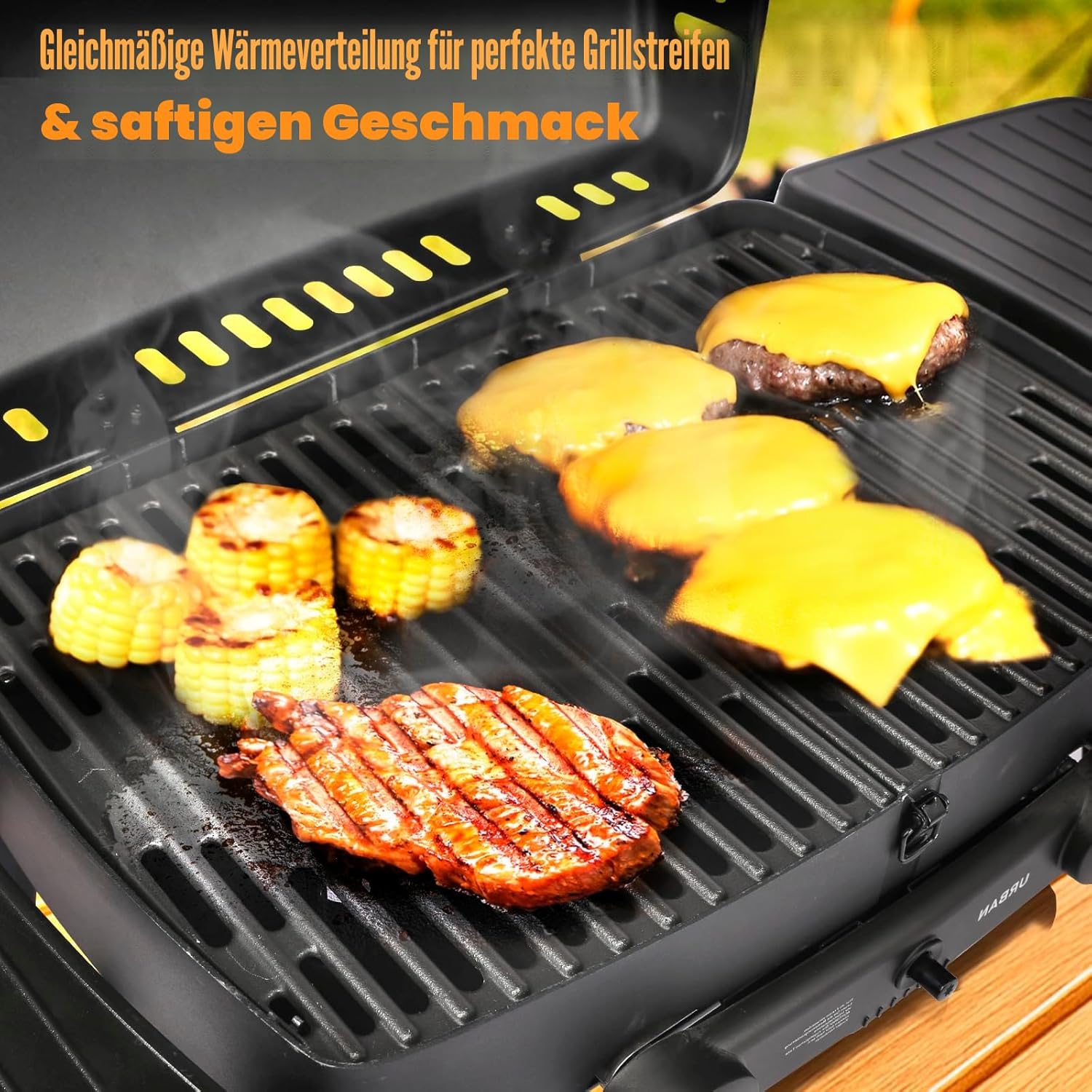 Detalle de GFTIME 32 x 48 cm Gusseisen Grillrost-Set für Enders Urban, Urban Pro, Explorer und Explorer Pro – 2 Stück