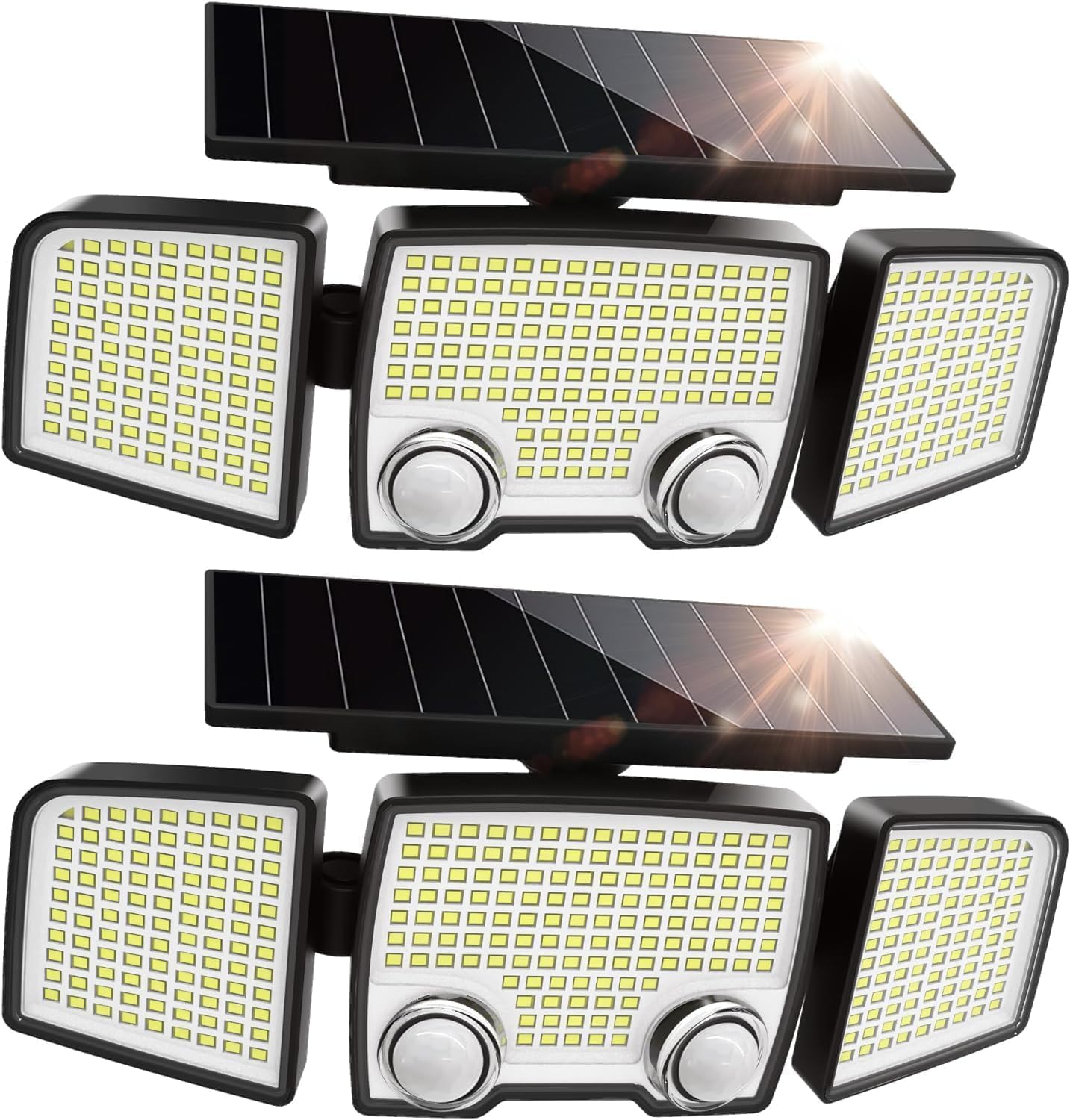 Detalle de LUTEC Solar Outdoor Lights 332 LED 7000K: Dual Motion Sensor Flood Light (Pack of 2) with 270° Coverage