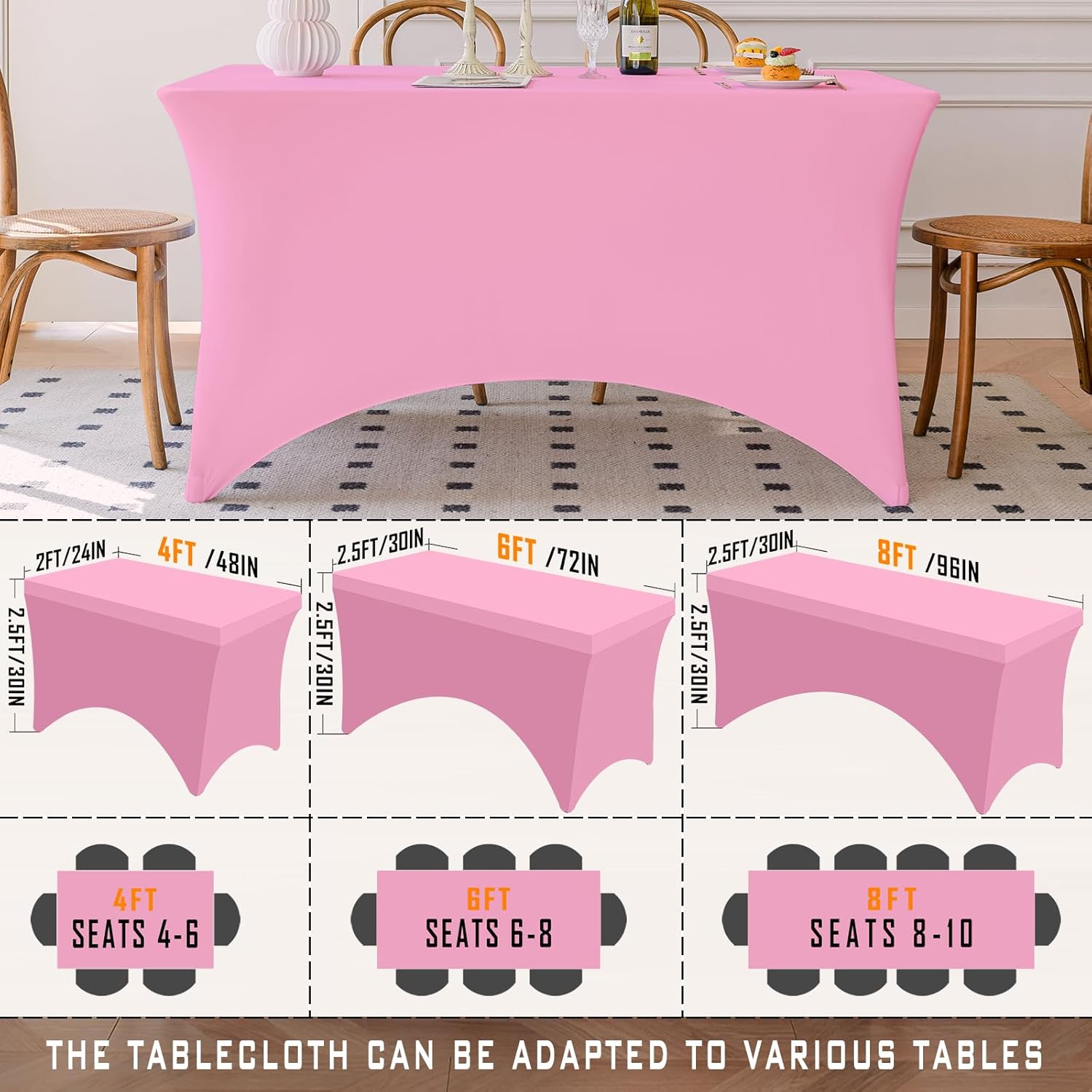 Thumbnail 5 de Famstar Pink 4FT Spandex Tablecloth with Corner Pockets (Stretch, Washable, Wrinkle Free)