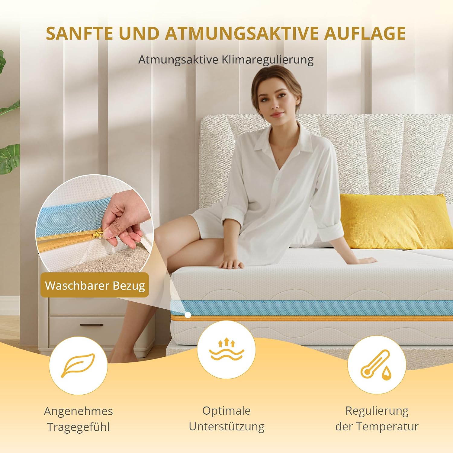 Thumbnail 4 de NAPSIE Matratze 90x200 cm 7-Zonen Kaltschaum