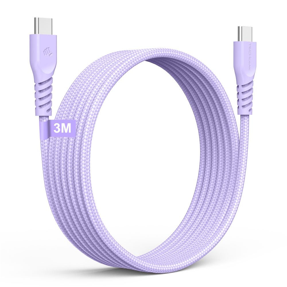 Detalle de TECHGEAR USB C to USB C 3M Long Charger Cable 60W – Braided, Fast Charging for iPhone, iPad, Samsung, Pixel and more