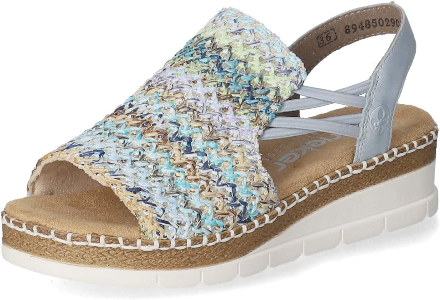 Thumbnail 2 de Rieker V1241-90 Damen Sandale Textil/Synthetik Beige – Bequeme Sandalette mit weicher Decksohle
