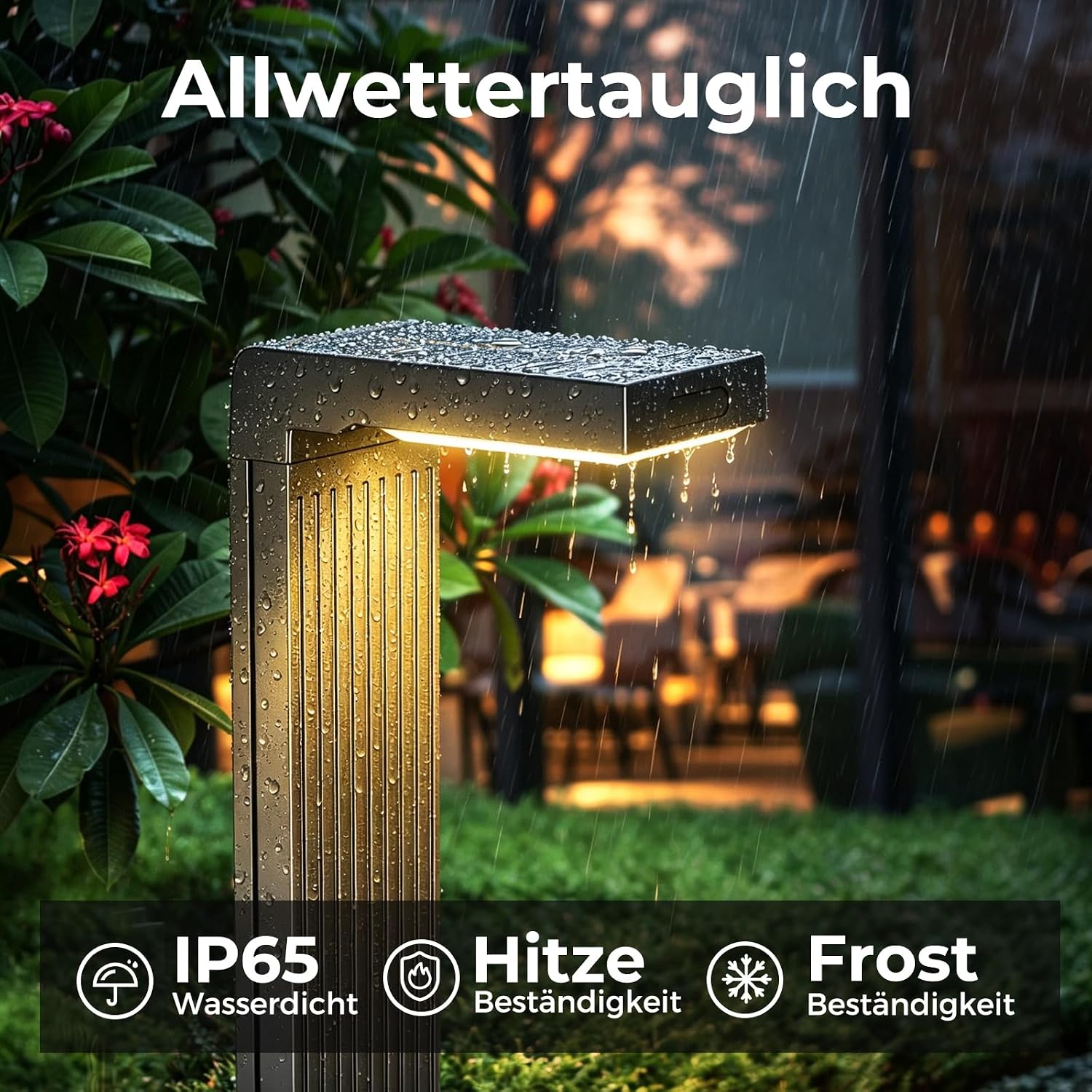 Detalle de iseeway Solarleuchten Außen-Set (4 Stück) mit Bewegungsmelder, 400 lm, Farbwechsel 3000K/6500K, IP65