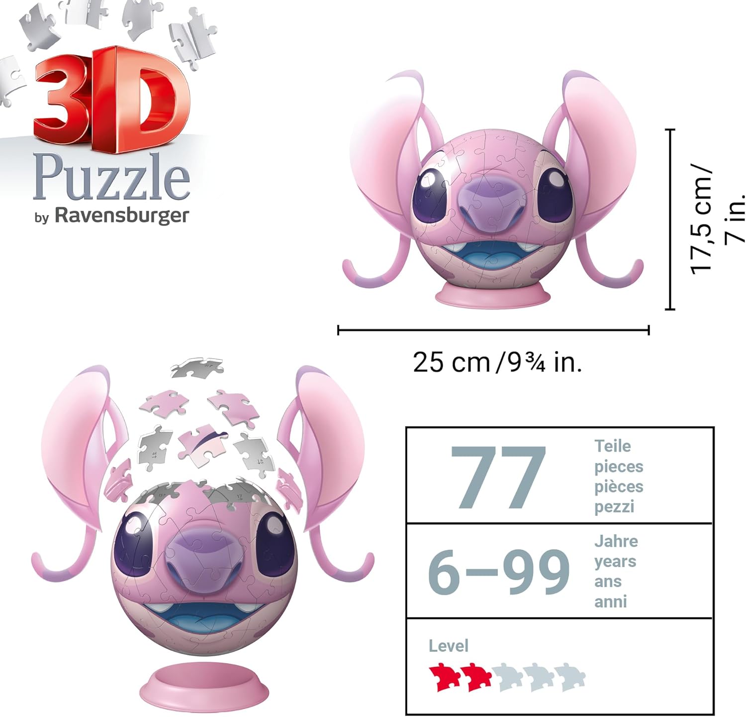 Detalle de Ravensburger Disney Stitch Angel 72 Piece 3D Jigsaw Puzzle