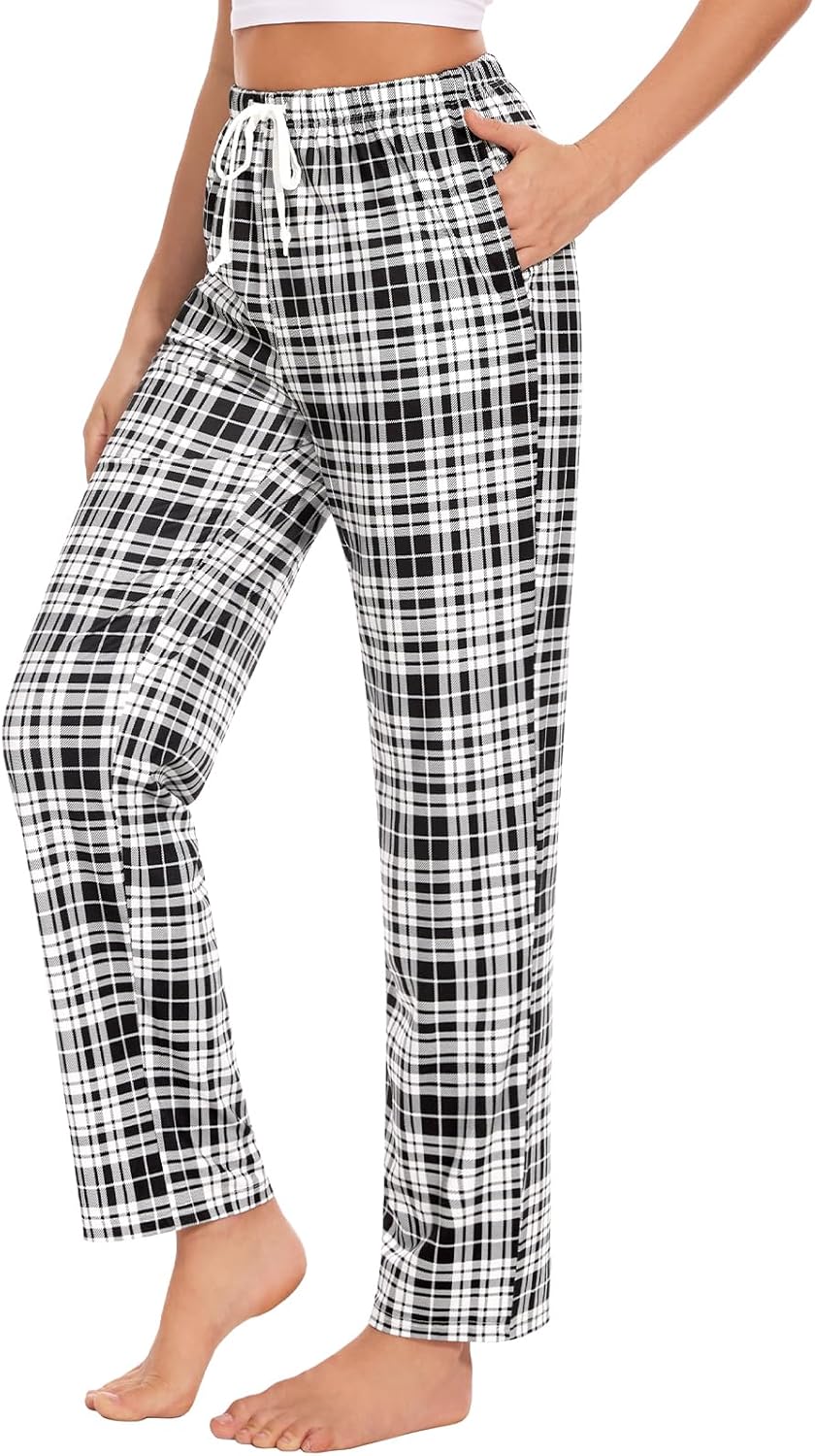 Thumbnail 2 de Knuffnee Damen-Schlafanzughosen im 2er-Set, lang & karriert – Stretch-Loungehose mit Taschen