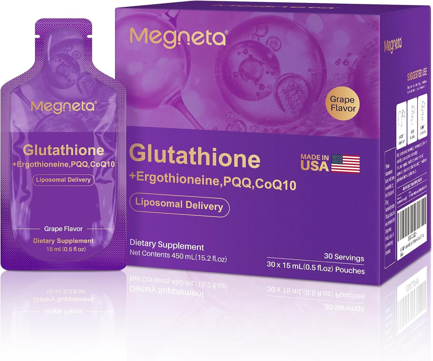 Detalle de Megneta Liposomal Glutathione Supplement, 350 mg with PQQ, CoQ10 & Vitamin C
