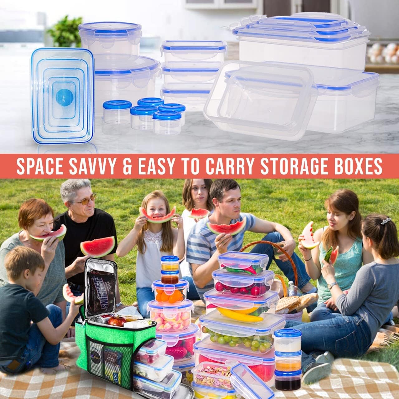 Detalle 2 de RockBerry 32-Piece Food Storage Container Set, Airtight and Stackable