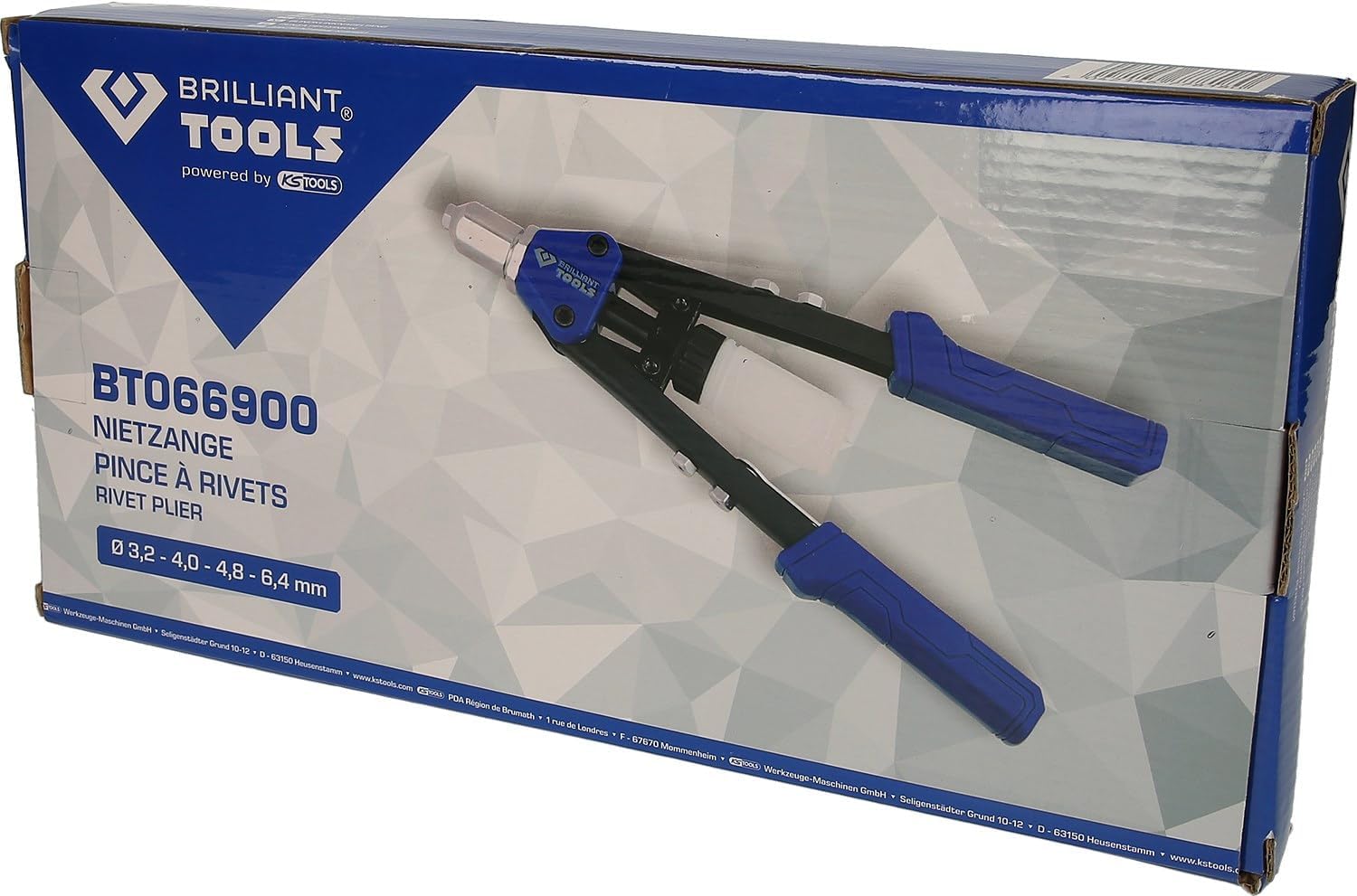 Detalle de BRILLIANT TOOLS BT066900: Rivettatrice manuale per rivetti Ø 3,2–4,0–4,8–6,4 mm