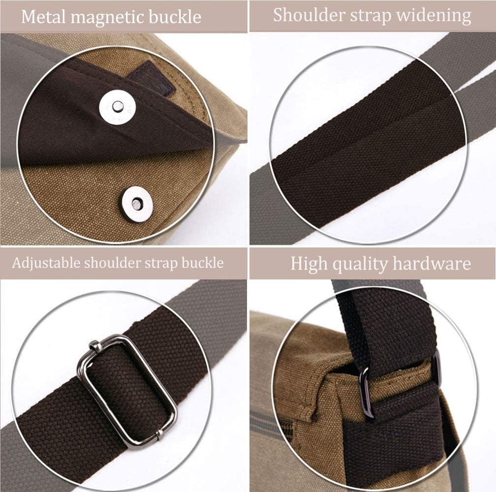 Detalle de DASKING Retro Small Canvas Briefcase: Casual Crossbody for Everyday Carry