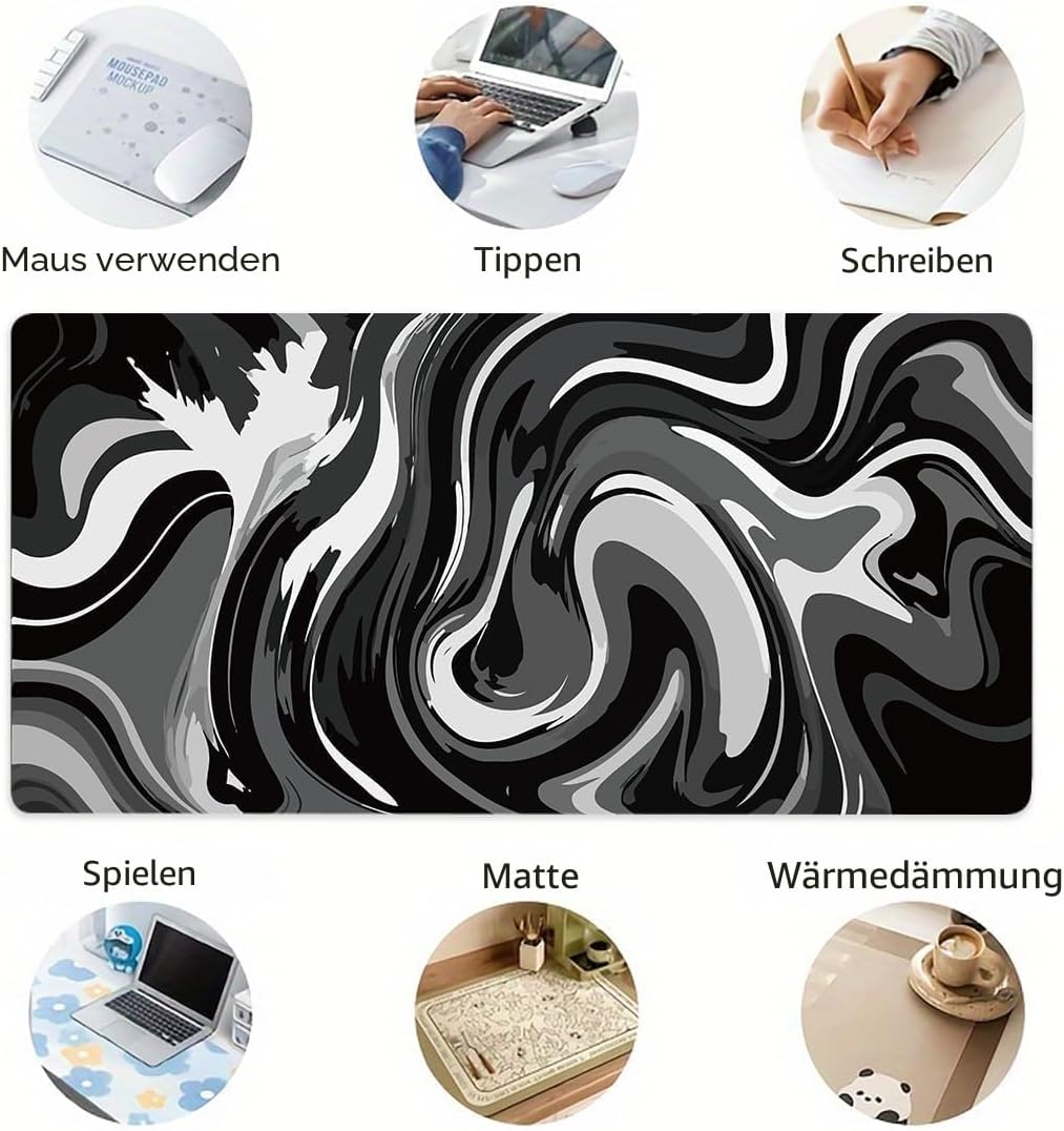 Detalle de Rcege Großer Gaming-Mauspad 1000x500 mm – rutschfeste Unterlage mit genähten Kanten