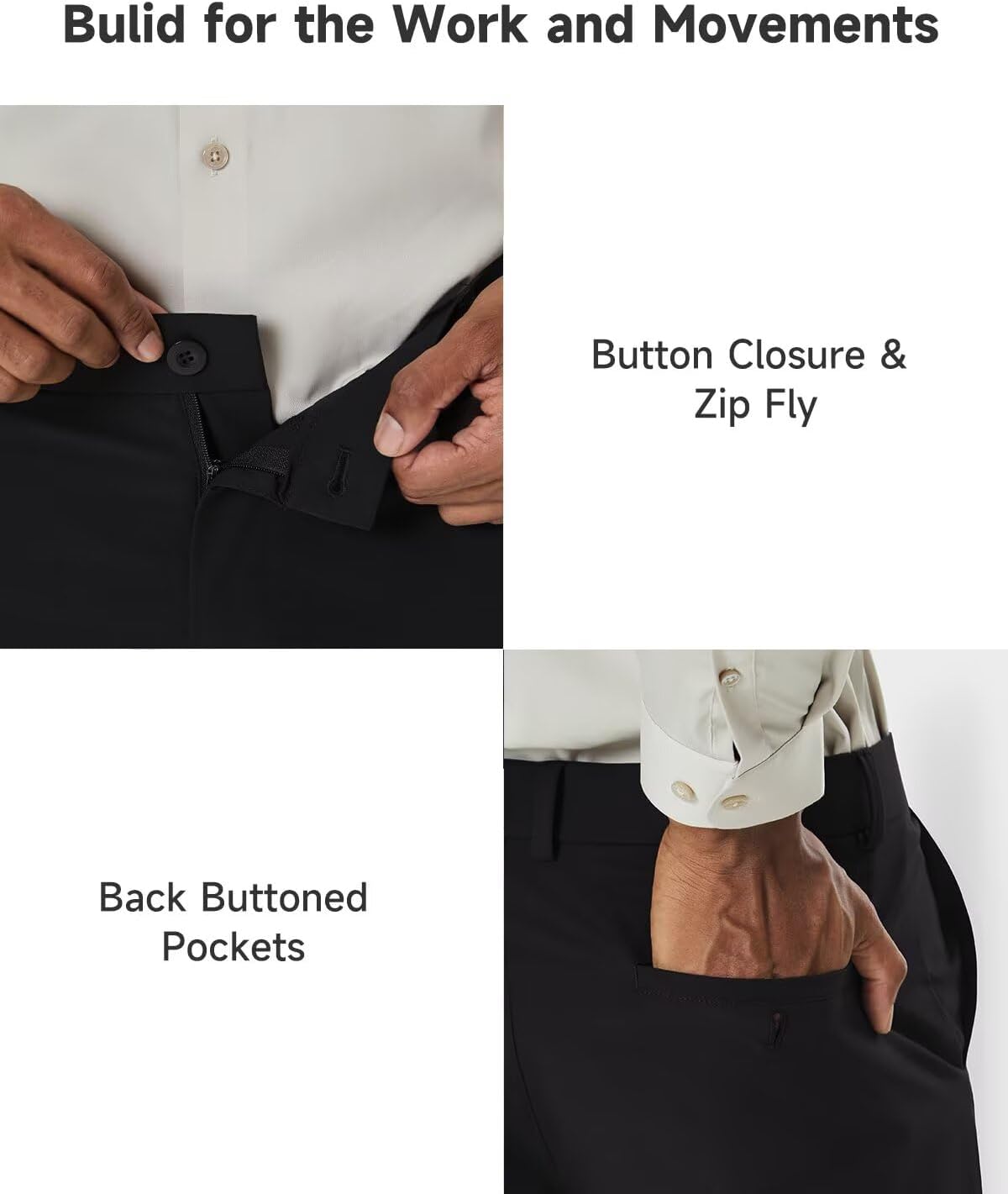 Thumbnail 6 de SNOWTEN Mens Classic Fit Golf Pants Stretch Dress Pants