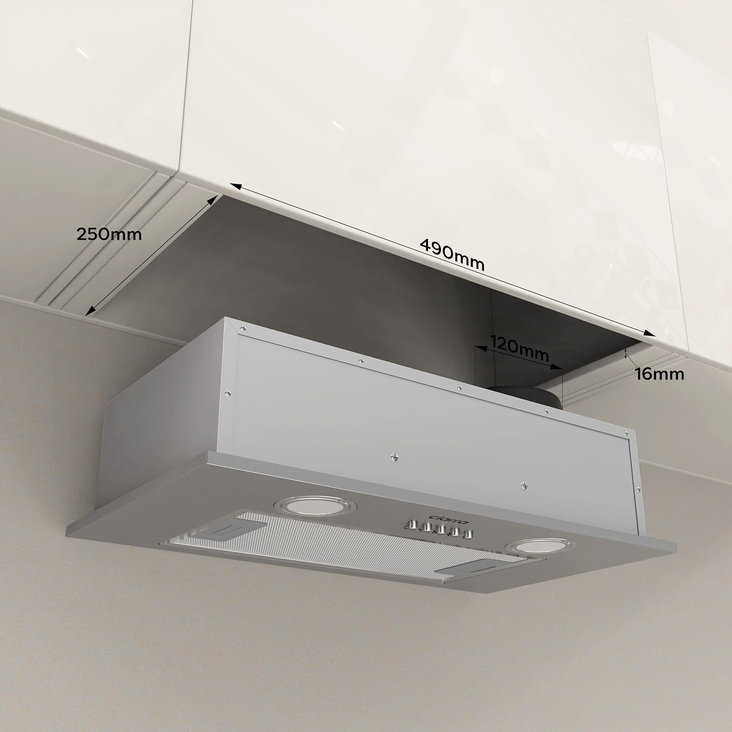 Detalle de CIARRA CBCS5913A onderbouwafzuigkap 52 cm, 300 m³/u, 3 standen