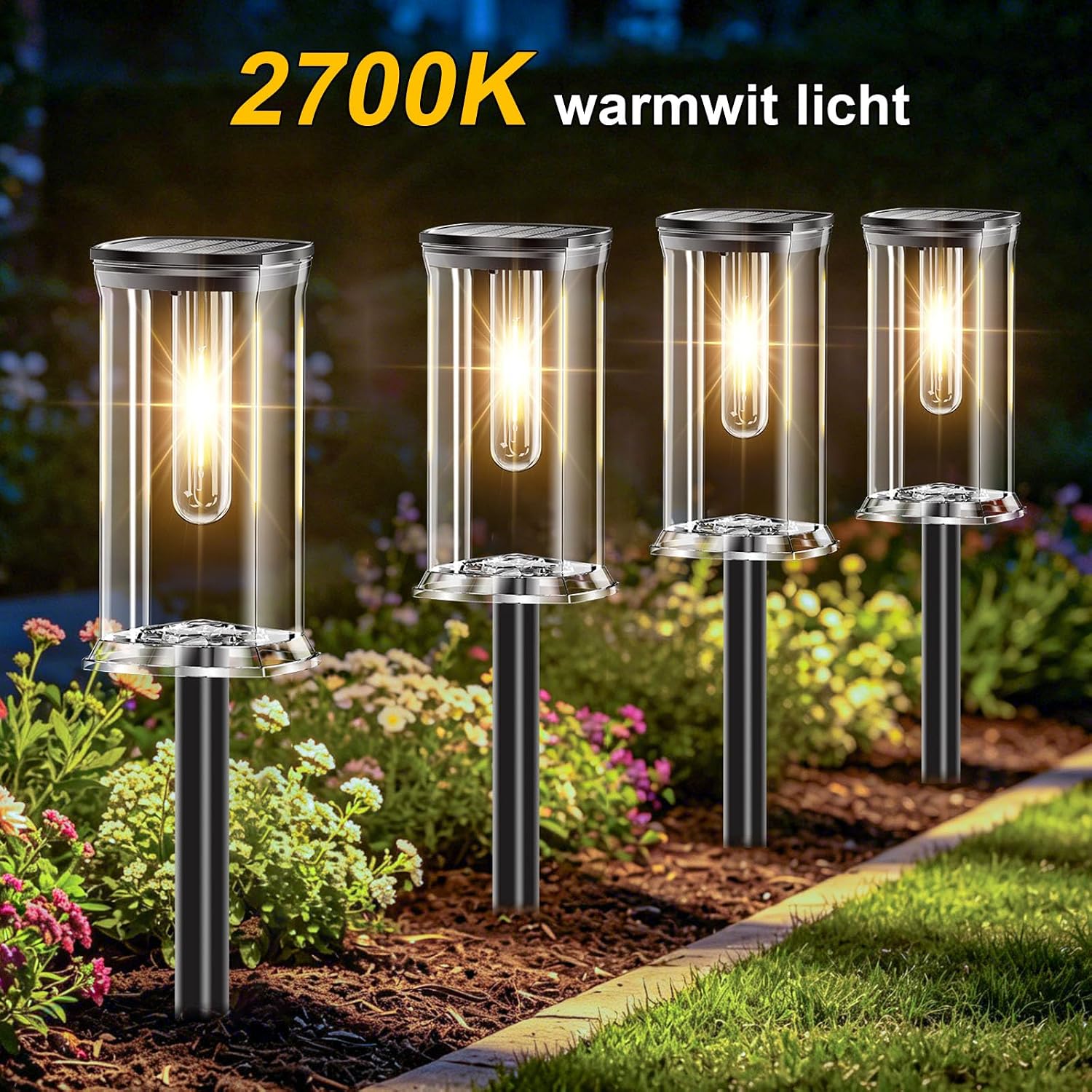 Detalle 2 de SOLARBABY 12 Pezzi Luci Solari da Giardino Esterno LED Bianco Caldo IP65