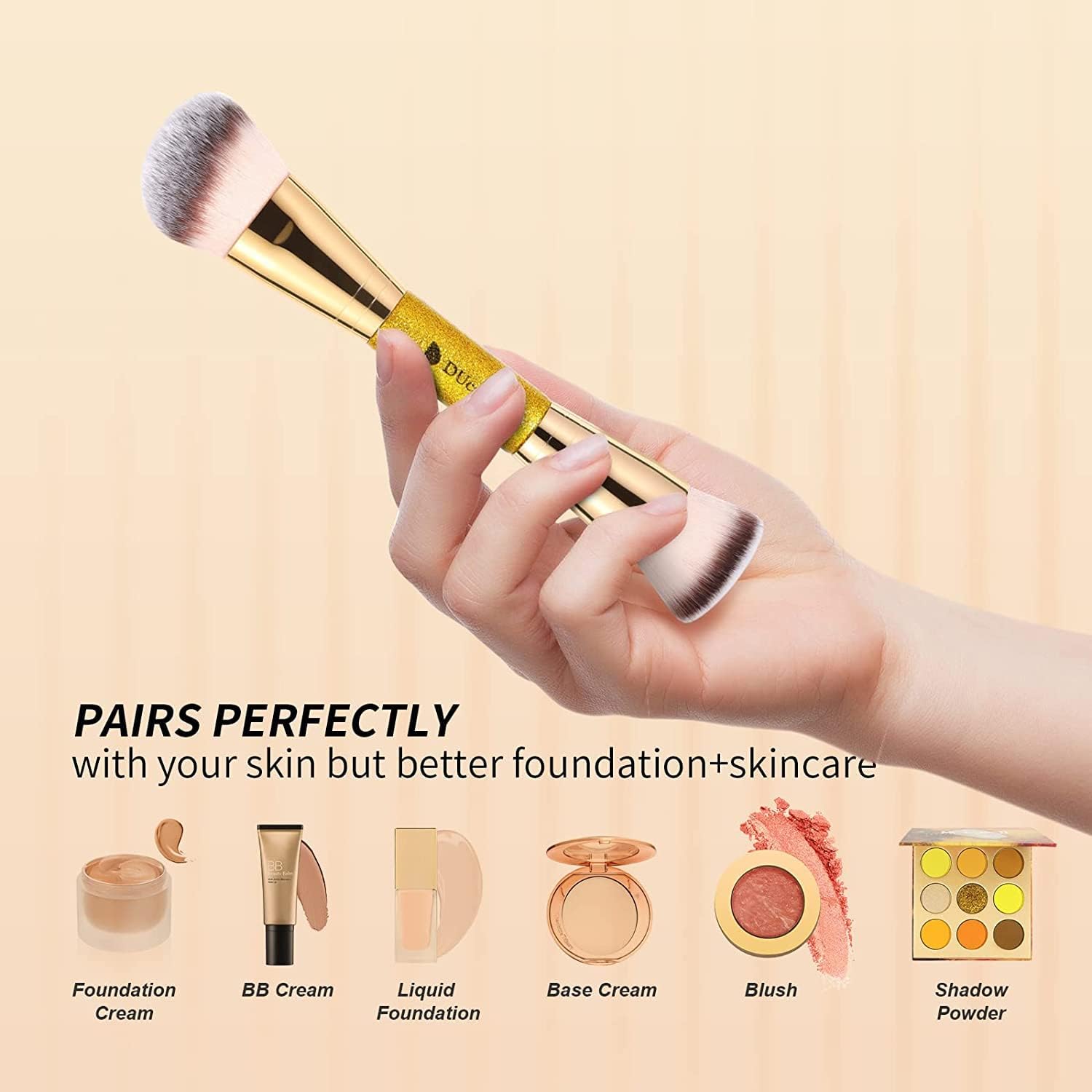 Thumbnail 4 de DUcare Dual End Foundation Contour Bronzer Brush (Double-Ended Face Makeup Tool)