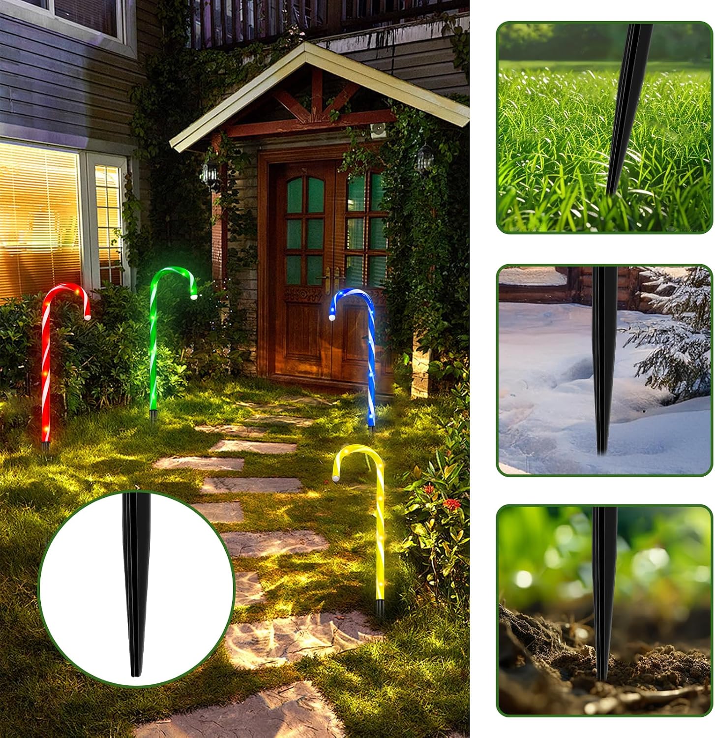 Thumbnail 4 de JORETLE 20-Piece Replacement Stakes for Candy Cane Lights, 9-Inch Black Plastic