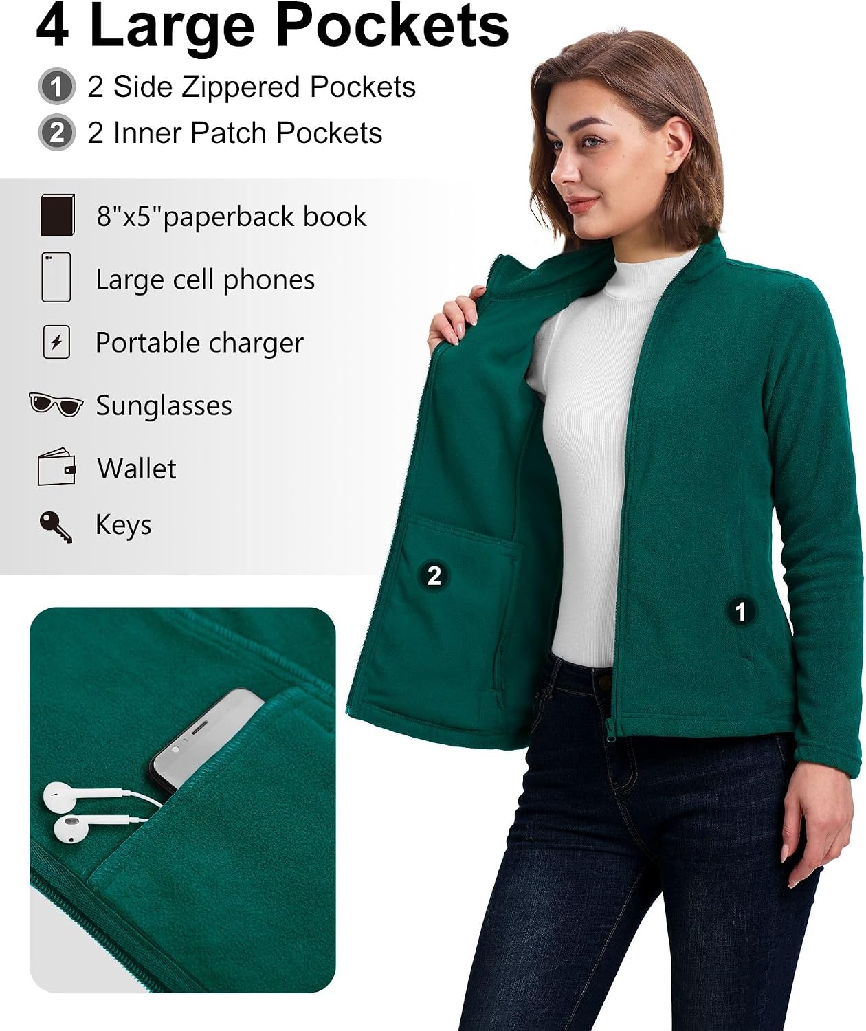 Detalle de 33,000ft fleece jacket for women full zip