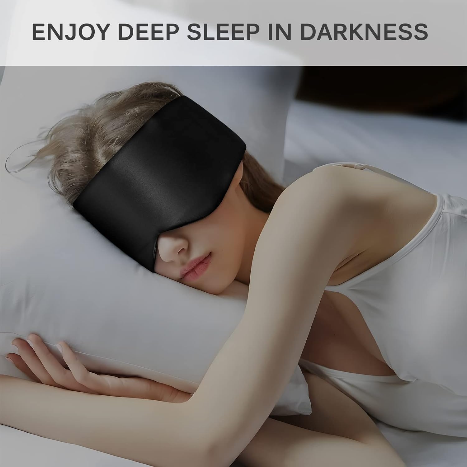 Thumbnail 6 de OLESILK Sleep Mask 100% Mulberry Silk Eye Mask (Black, Large) with Adjustable Strap