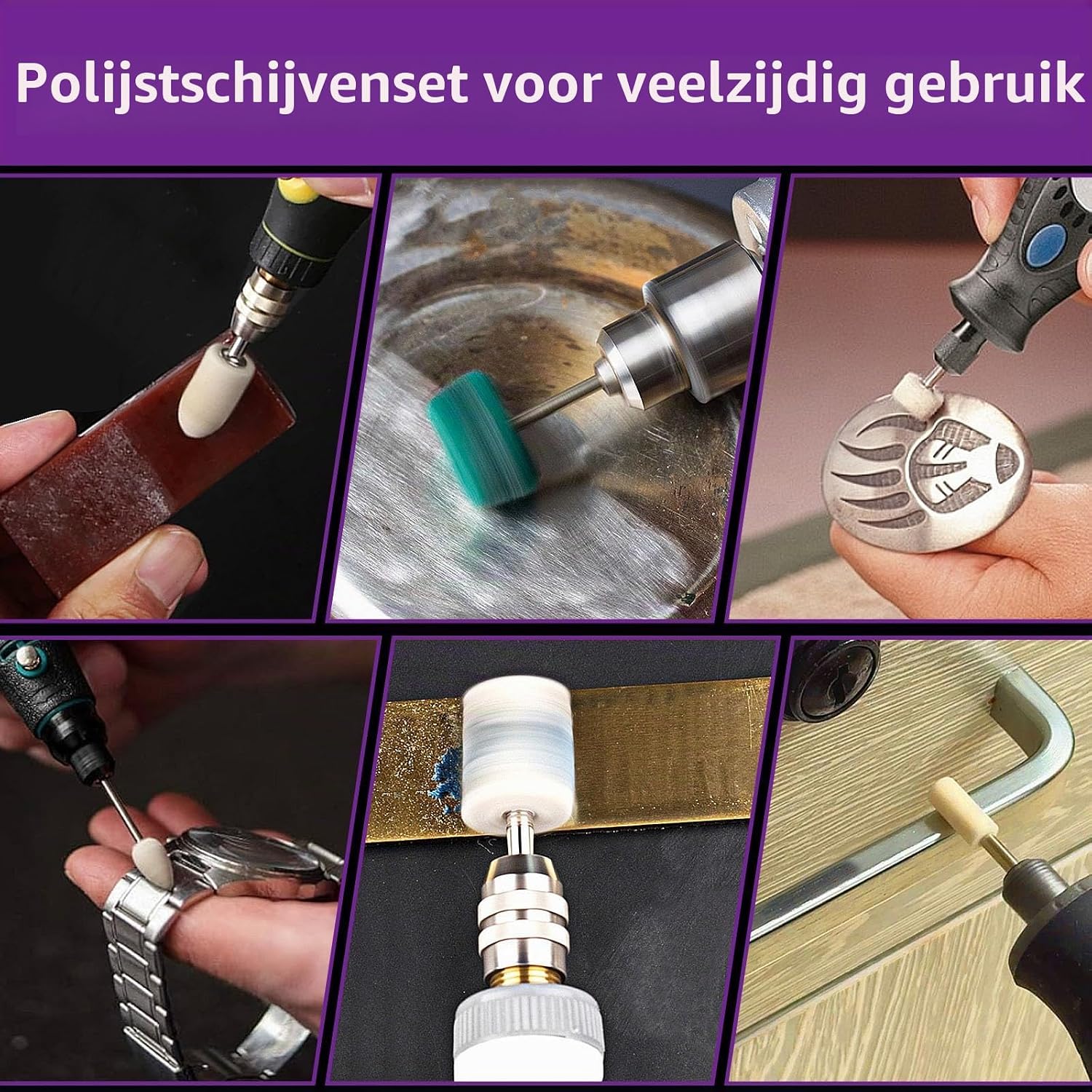 Thumbnail 2 de YURINWOO Buffing Wheels-114PCS polijstset met wolvilt, 3 mm schacht en polijstpasta