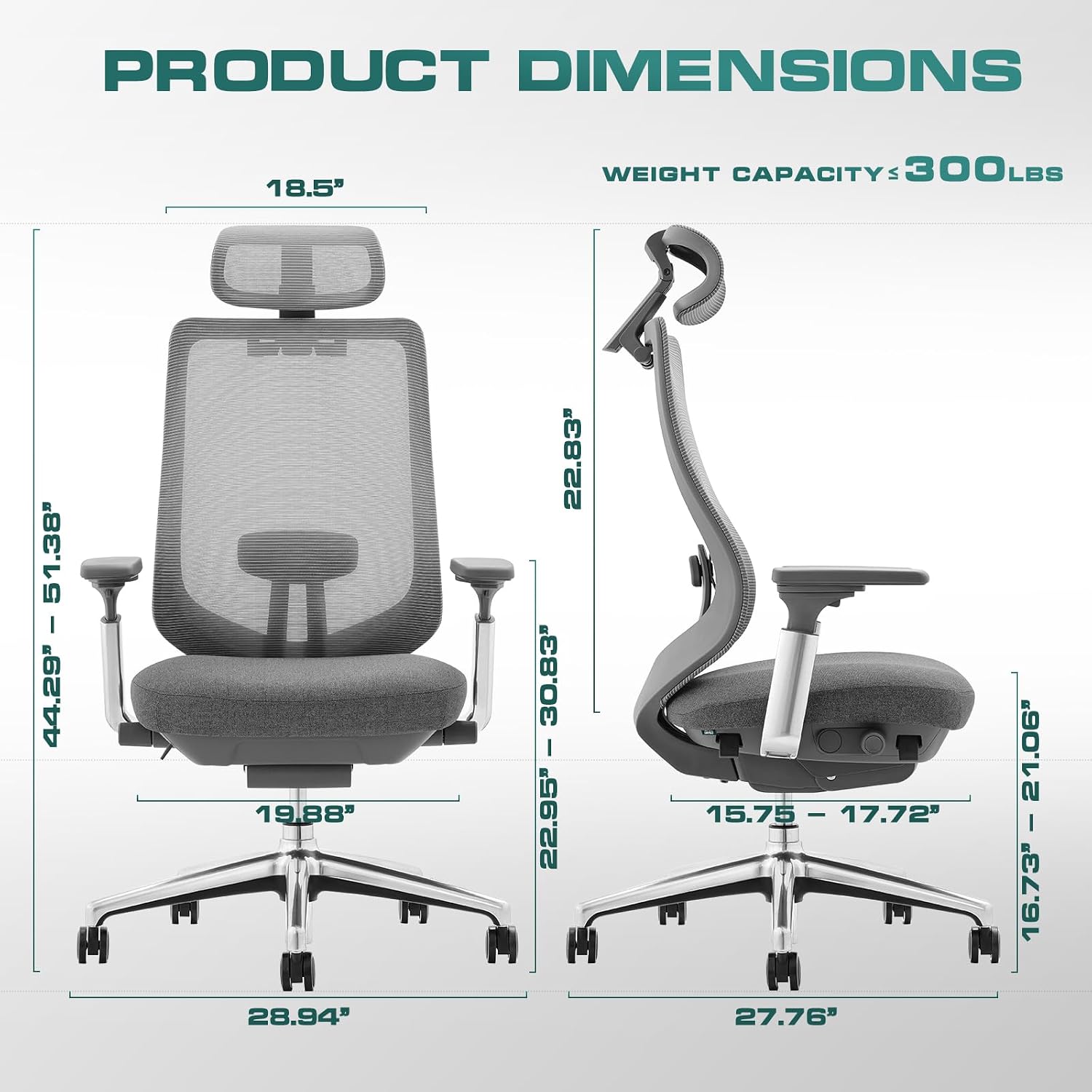 Detalle de COLAMY XK-Atlas Ergonomic Mesh Office Chair with Adjustable Headrest and 4D Arms