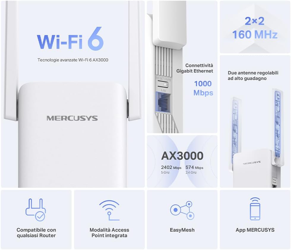 Thumbnail 3 de TP-Link ME80X Ripetitore WiFi 6 AX3000 con 1 porta Gigabit