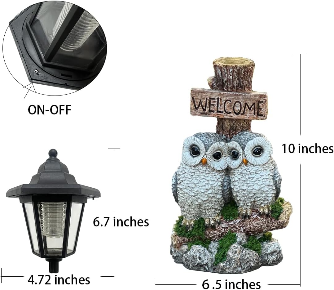 Detalle 2 de Solar Owl Garden Statue, 40 cm