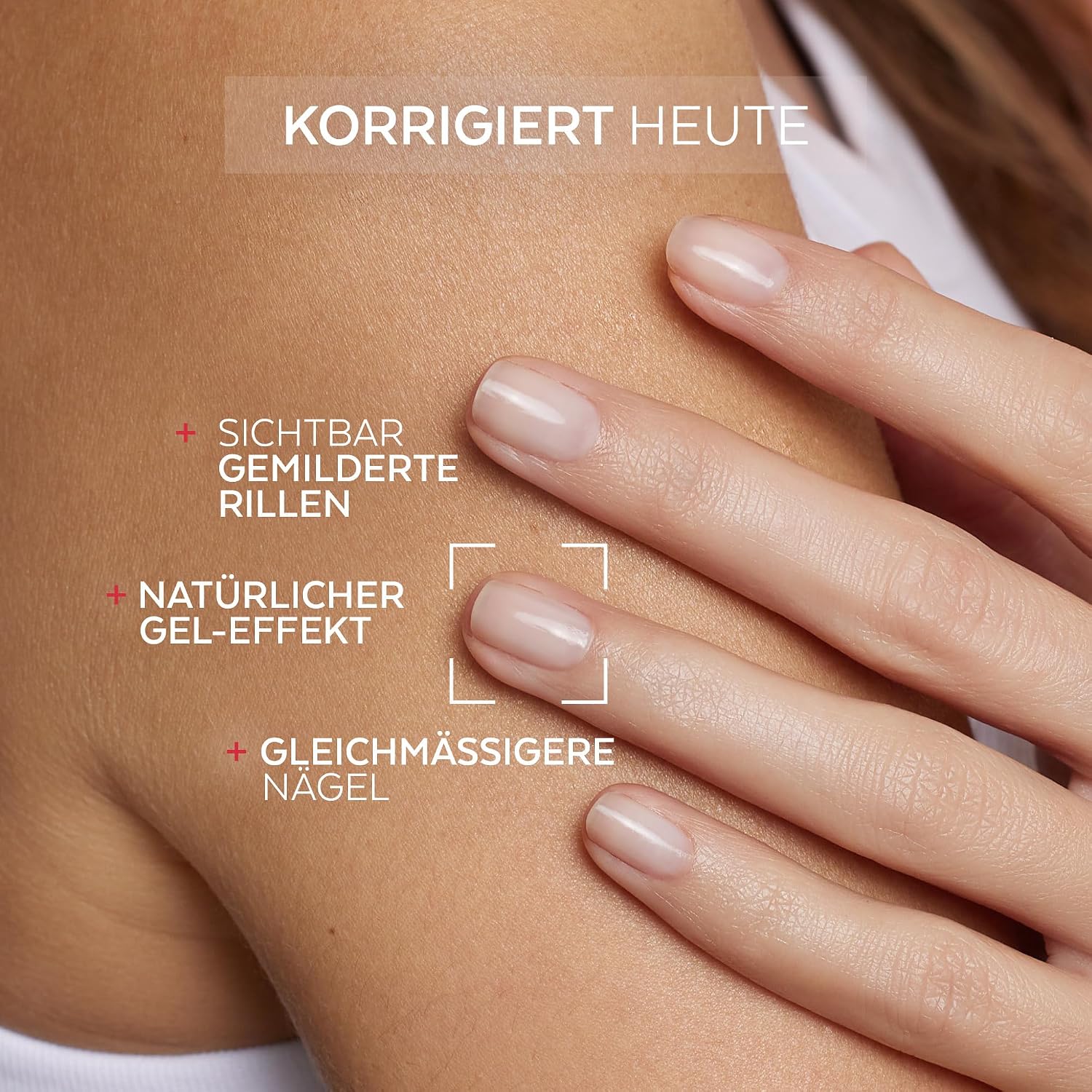 Detalle de PODERM Nagellack Pflege Corrector & Perfector mit Kollagen – glättet und kaschiert Nagelrillen (8 ml)