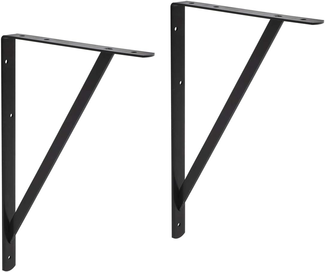 Detalle de Amazon Basics AB5502 – czarne wsporniki półek ze stali, 50,8 × 33 cm, 10 szt.