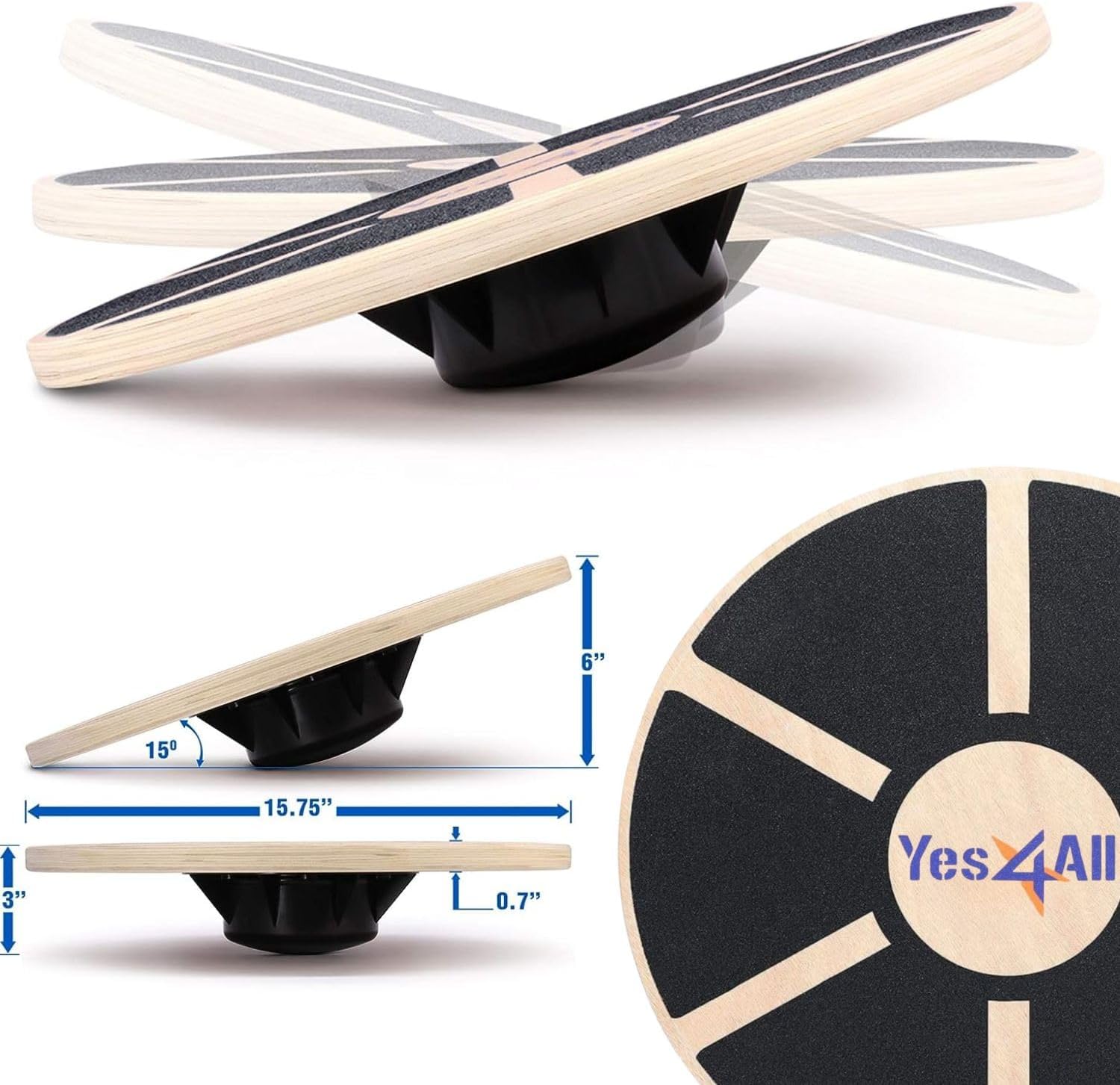Detalle 2 de Yes4All Wobble Balance Board, Wood