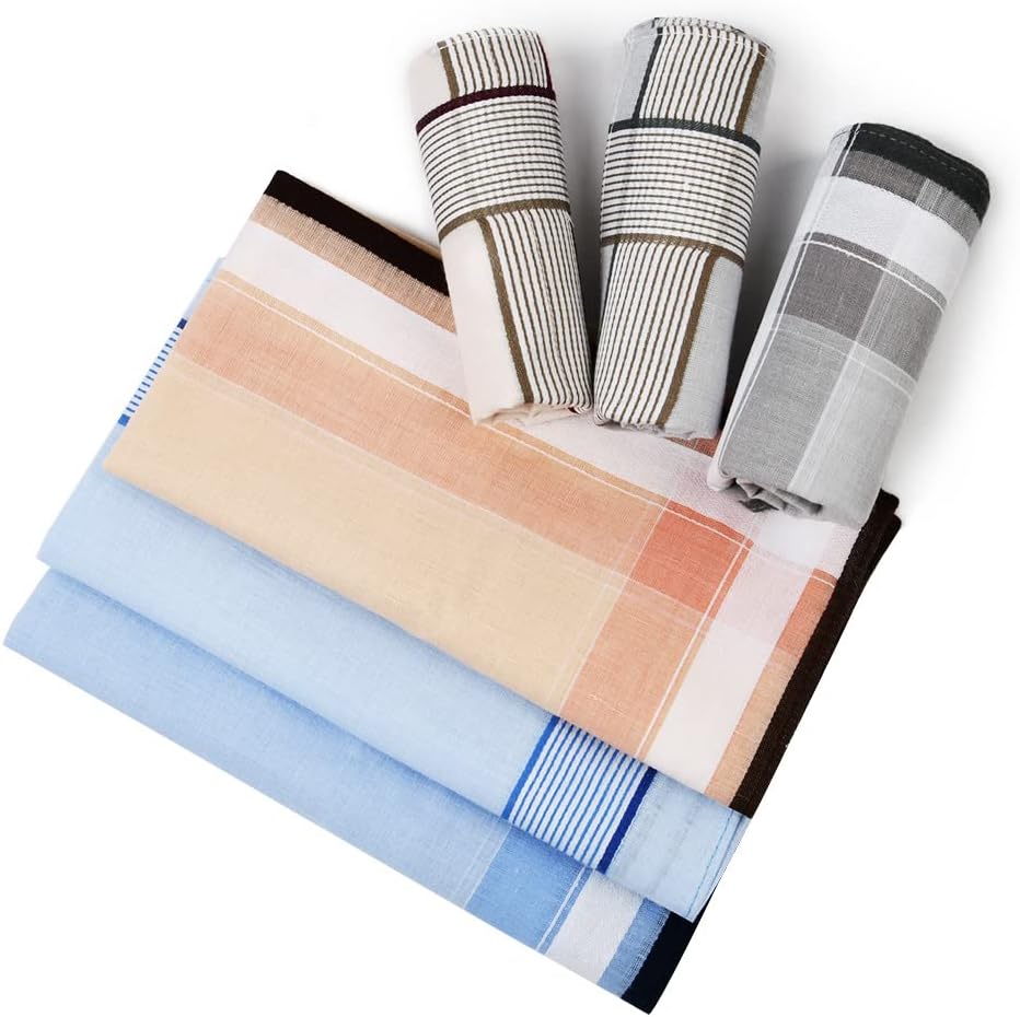 Thumbnail 5 de Aomig Fazzoletti Uomo – 12 pezzi grandi in cotone 40x40 cm, design plaid