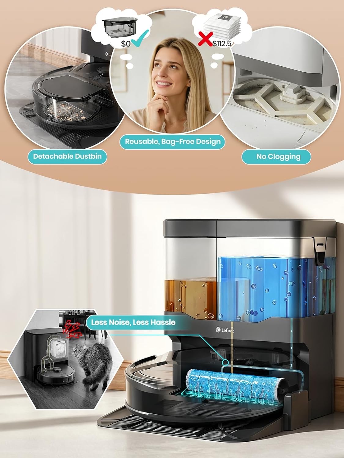 Thumbnail 6 de Lefant M210 Pro OMNI Robot Vacuum and Mop with 20,000Pa Suction and Self-Cleaning Mop