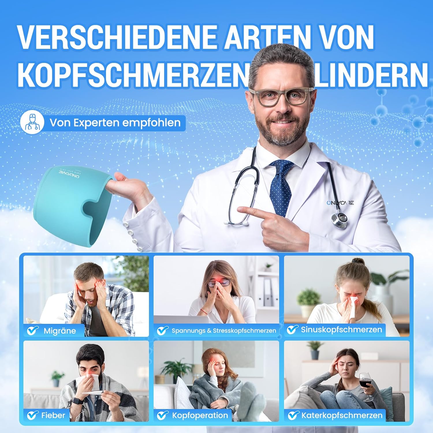Thumbnail 3 de ONLYCARE Migräne Maske – Kühlmaske für Schlafen & Kältetherapie bei Migräne und Kopfschmerzen