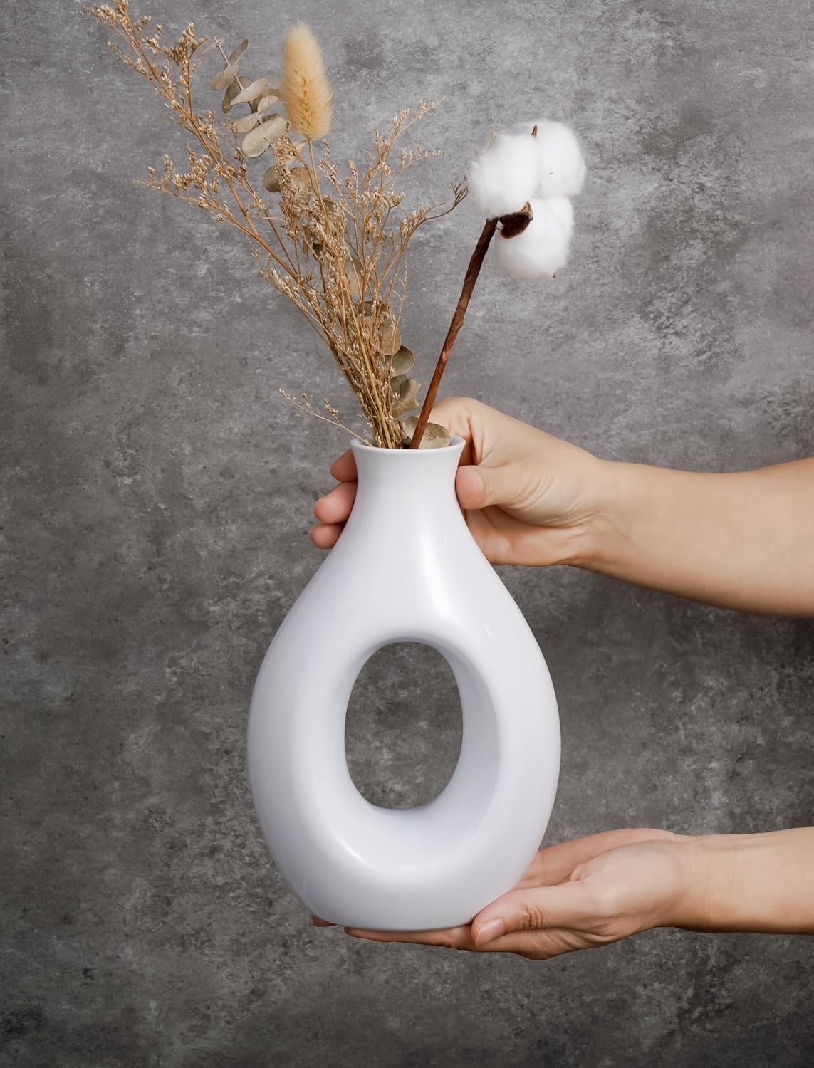 Thumbnail 2 de NiHome 7.9 Inch White Ceramic Vase — Modern Minimalist Decor for Nordic, Farmhouse and More