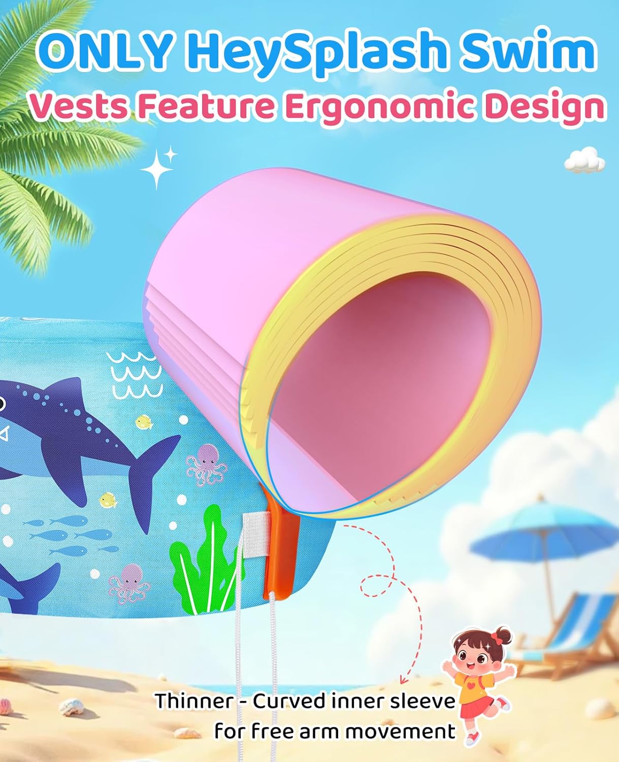 Thumbnail 1 de HeySplash Swim Vest for Kids: Safe, Adjustable Water Wings for 22–55 lbs