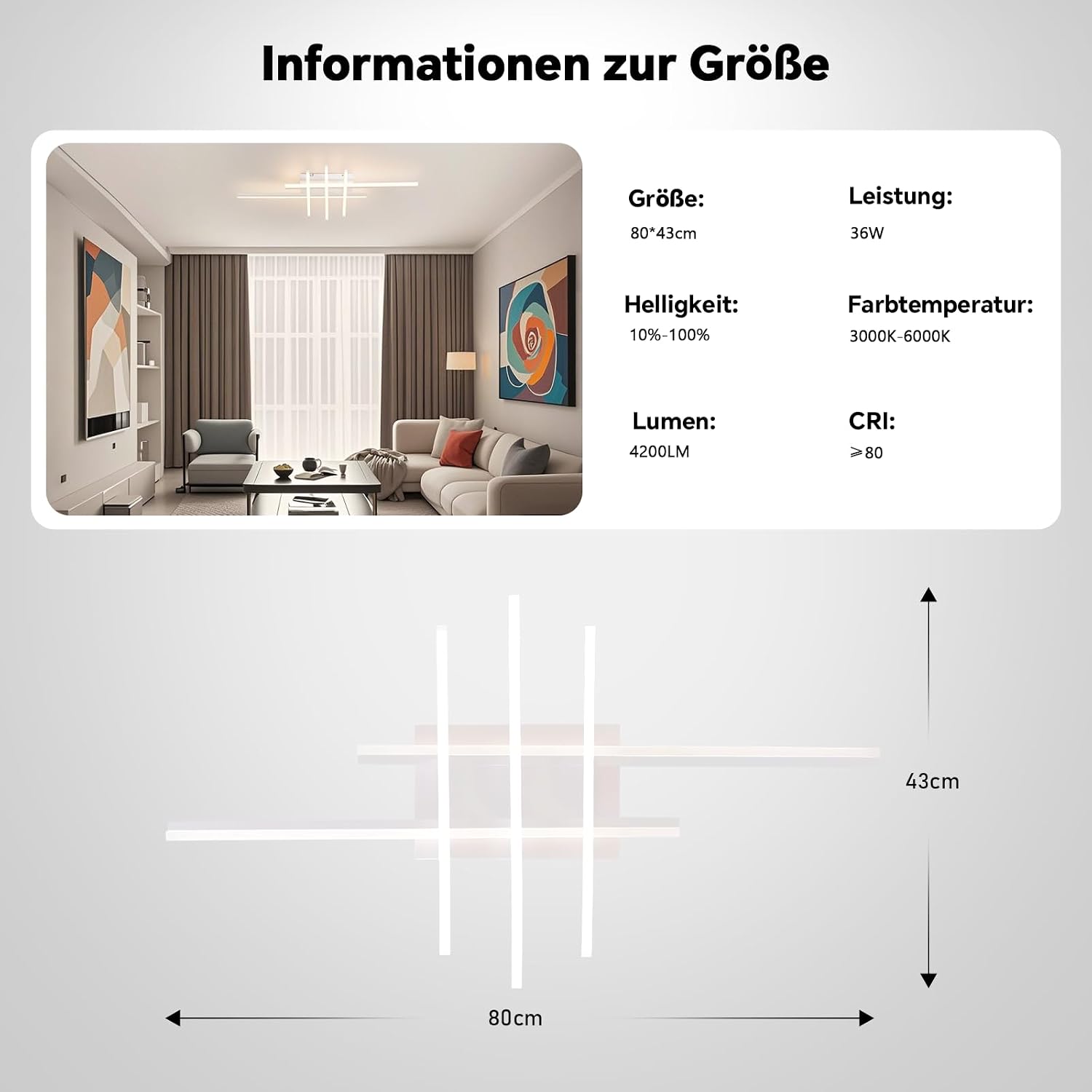 Detalle de Sky angle LED-Deckenleuchte mit Fernbedienung – Dimmbare Close-to-Ceiling Beleuchtung (26 W LED)
