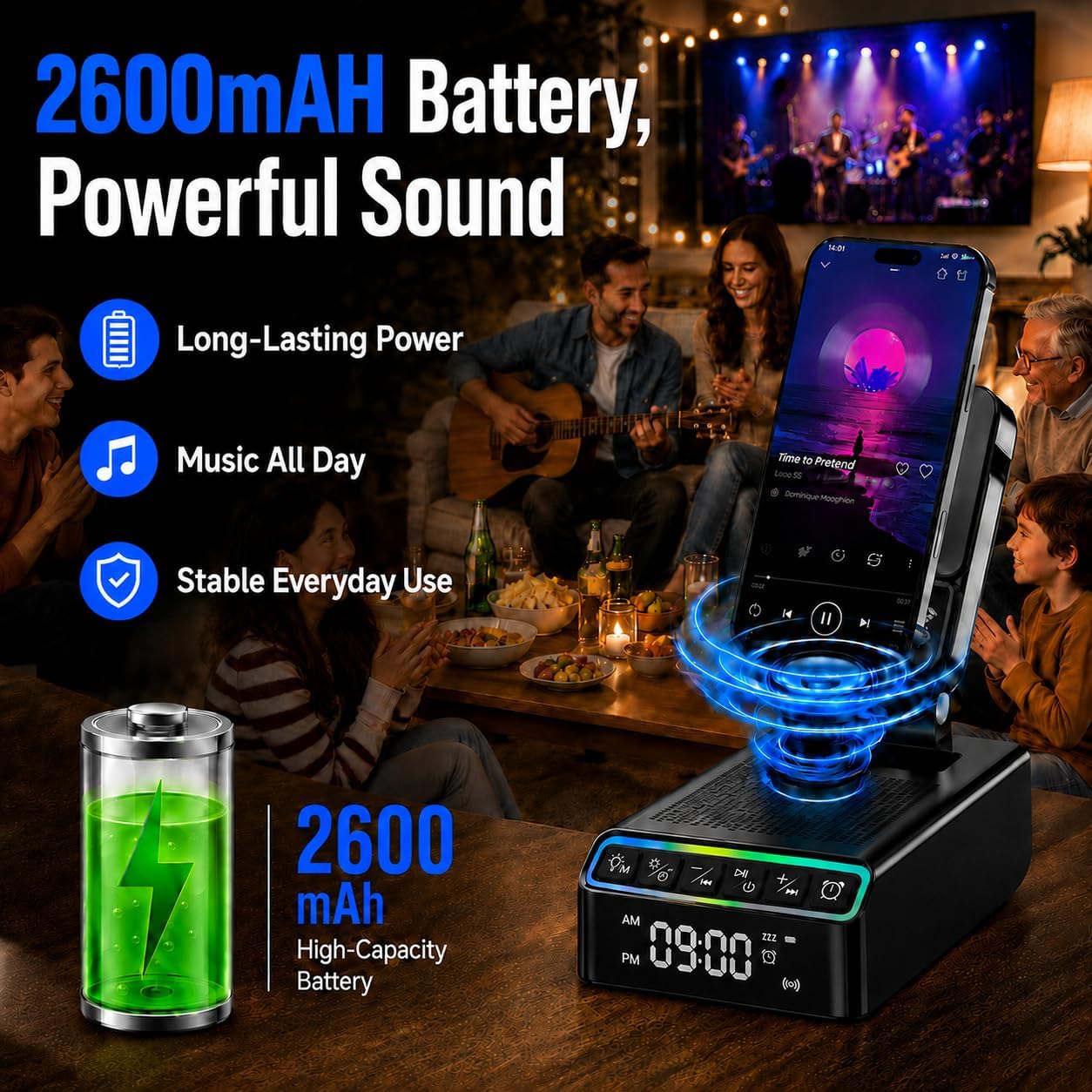 Detalle 2 de Hupoaf Bluetooth Speaker Phone Stand, 2600mAh